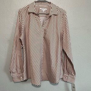 Foxcroft Mona Sateen Stripe Stretch Non-iron Shirt NWT​​​
